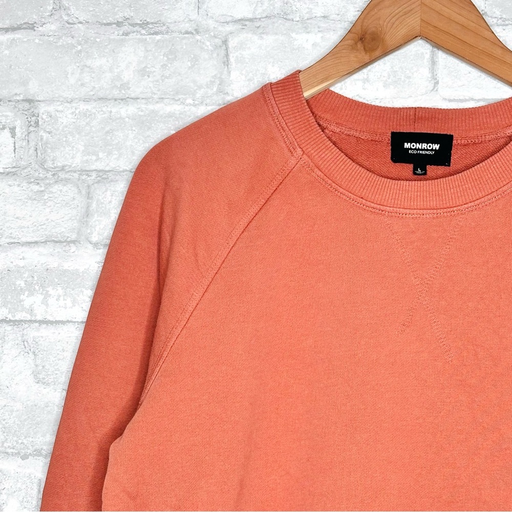 MONROW Georgia Peach Organic Cotton Raglan Sleeve Crewneck Sweatshirt - Picture 2 of 9